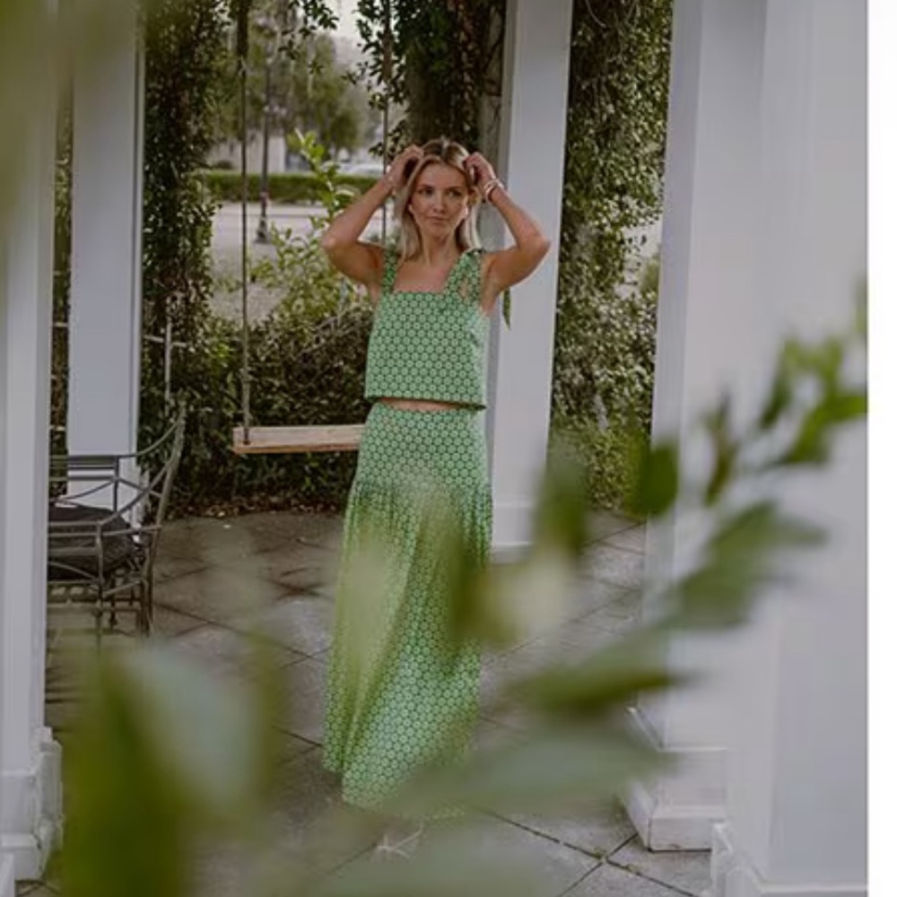 ANTONIO MELANI Green Printed Maxi Skirt set - Picture 3 of 13